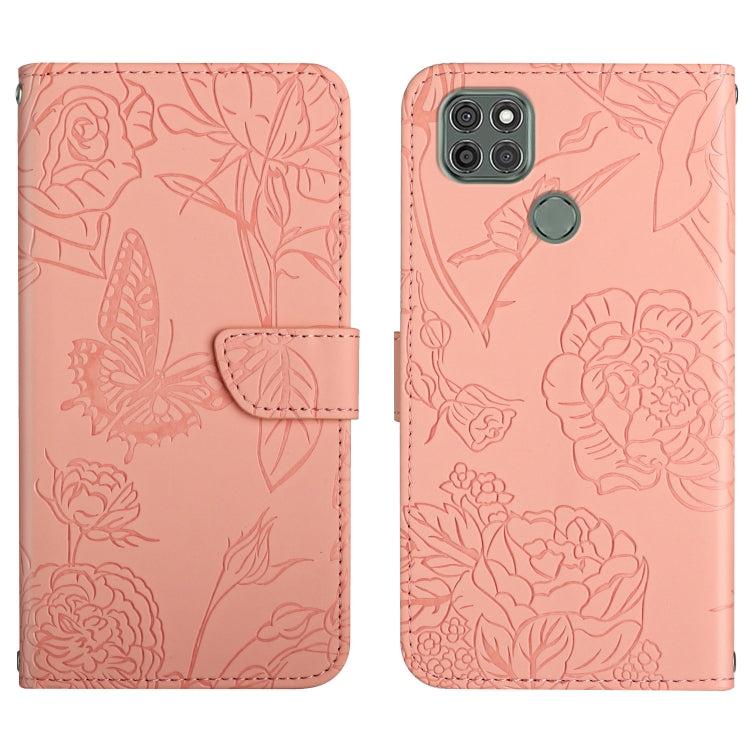 Custodia per cellulare in pelle goffrata con peonia a farfalla, For Motorola Moto G9, For Motorola Moto G9 Plus, For Motorola Moto G9 Power, For Motorola Moto G22
