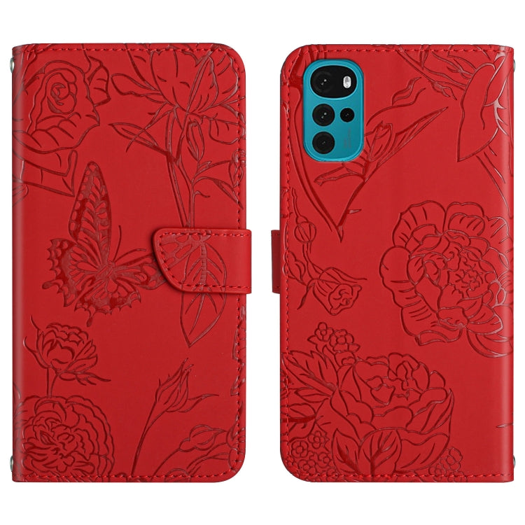 Custodia per cellulare in pelle goffrata con peonia a farfalla, For Motorola Moto G9, For Motorola Moto G9 Plus, For Motorola Moto G9 Power, For Motorola Moto G22