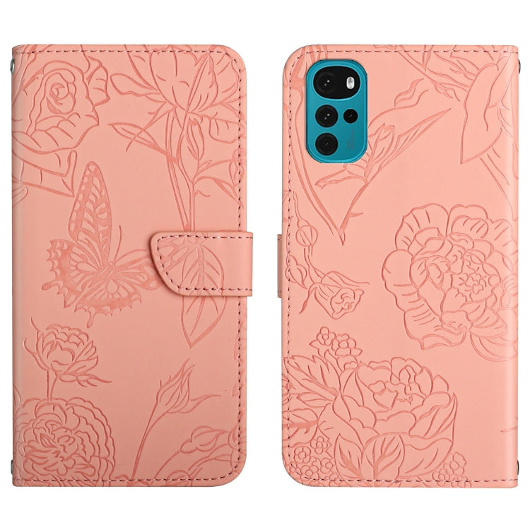 Custodia per cellulare in pelle goffrata con peonia a farfalla, For Motorola Moto G9, For Motorola Moto G9 Plus, For Motorola Moto G9 Power, For Motorola Moto G22
