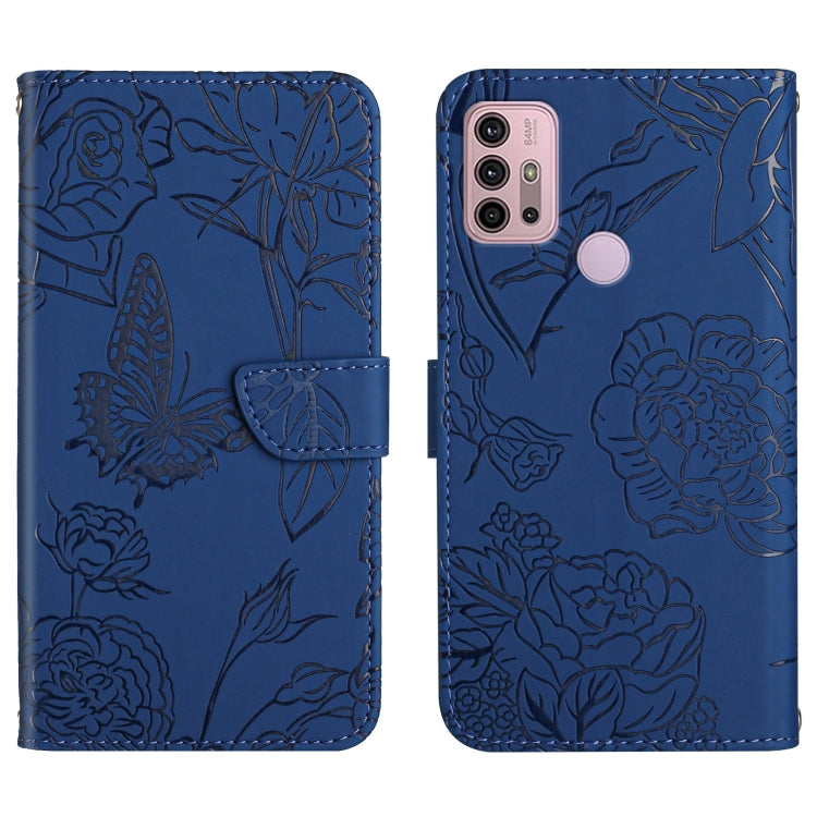 Custodia per cellulare in pelle goffrata con peonia a farfalla, For Motorola Moto G30, For Motorola Moto G31 / G41, For Motorola Moto G50, For Motorola Moto G51
