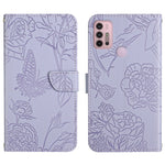 Custodia per cellulare in pelle goffrata con peonia a farfalla, For Motorola Moto G30, For Motorola Moto G31 / G41, For Motorola Moto G50, For Motorola Moto G51