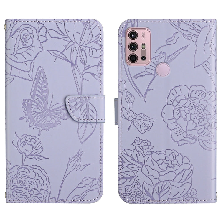 Custodia per cellulare in pelle goffrata con peonia a farfalla, For Motorola Moto G30, For Motorola Moto G31 / G41, For Motorola Moto G50, For Motorola Moto G51