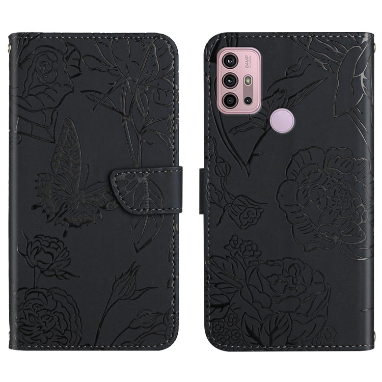 Custodia per cellulare in pelle goffrata con peonia a farfalla, For Motorola Moto G30, For Motorola Moto G31 / G41, For Motorola Moto G50, For Motorola Moto G51