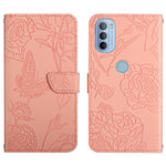 Custodia per cellulare in pelle goffrata con peonia a farfalla, For Motorola Moto G30, For Motorola Moto G31 / G41, For Motorola Moto G50, For Motorola Moto G51