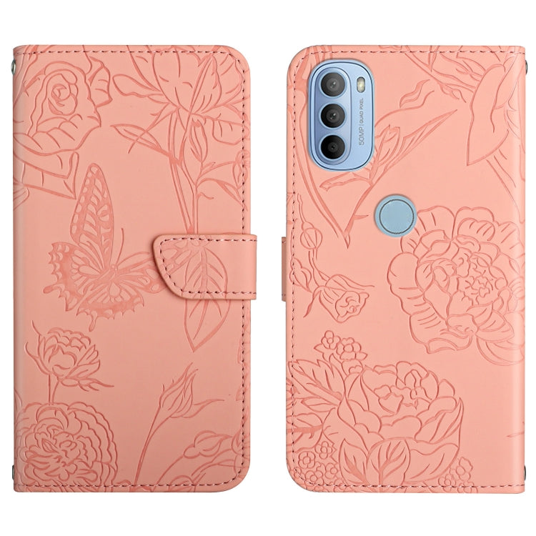 Custodia per cellulare in pelle goffrata con peonia a farfalla, For Motorola Moto G30, For Motorola Moto G31 / G41, For Motorola Moto G50, For Motorola Moto G51