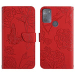 Custodia per cellulare in pelle goffrata con peonia a farfalla, For Motorola Moto G30, For Motorola Moto G31 / G41, For Motorola Moto G50, For Motorola Moto G51