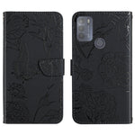 Custodia per cellulare in pelle goffrata con peonia a farfalla, For Motorola Moto G30, For Motorola Moto G31 / G41, For Motorola Moto G50, For Motorola Moto G51