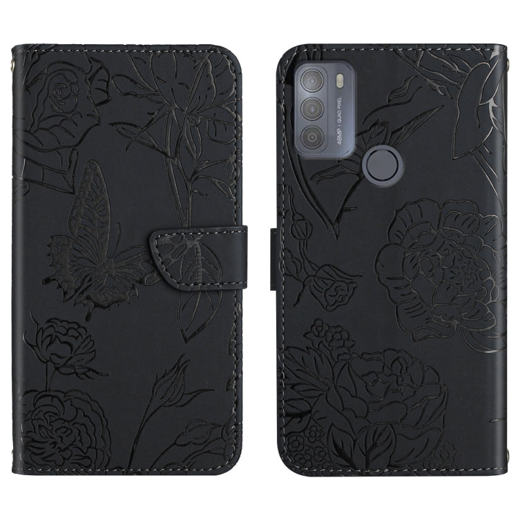 Custodia per cellulare in pelle goffrata con peonia a farfalla, For Motorola Moto G30, For Motorola Moto G31 / G41, For Motorola Moto G50, For Motorola Moto G51