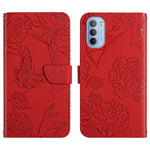 Custodia per cellulare in pelle goffrata con peonia a farfalla, For Motorola Moto G30, For Motorola Moto G31 / G41, For Motorola Moto G50, For Motorola Moto G51