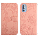 Custodia per cellulare in pelle goffrata con peonia a farfalla, For Motorola Moto G30, For Motorola Moto G31 / G41, For Motorola Moto G50, For Motorola Moto G51