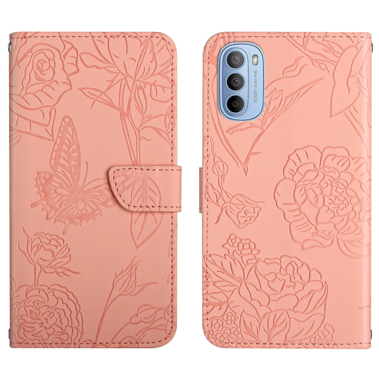 Custodia per cellulare in pelle goffrata con peonia a farfalla, For Motorola Moto G30, For Motorola Moto G31 / G41, For Motorola Moto G50, For Motorola Moto G51