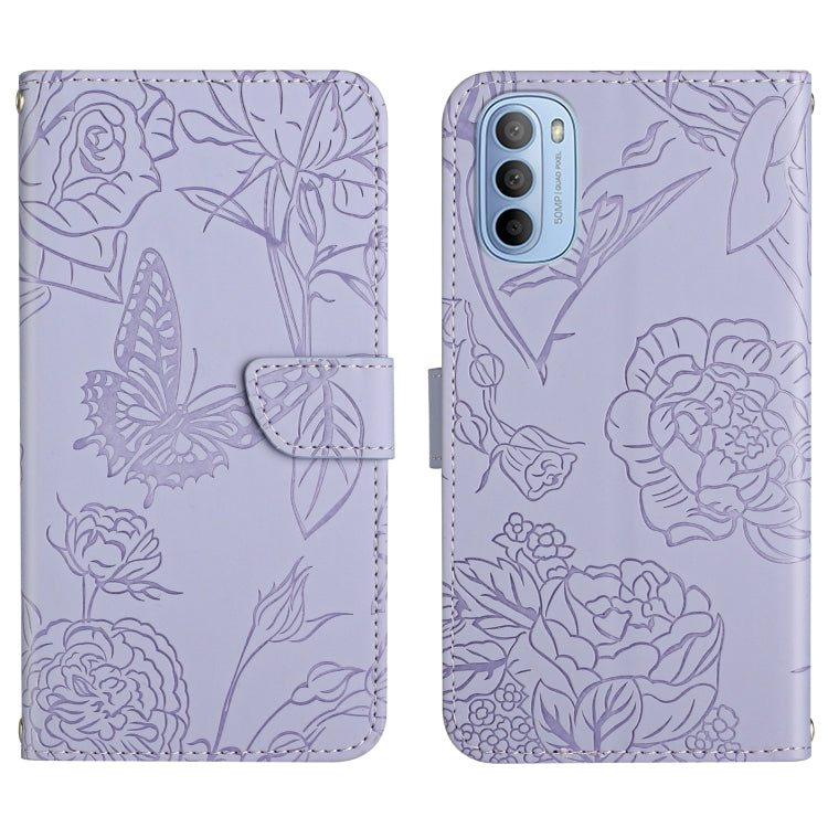 Custodia per cellulare in pelle goffrata con peonia a farfalla, For Motorola Moto G30, For Motorola Moto G31 / G41, For Motorola Moto G50, For Motorola Moto G51