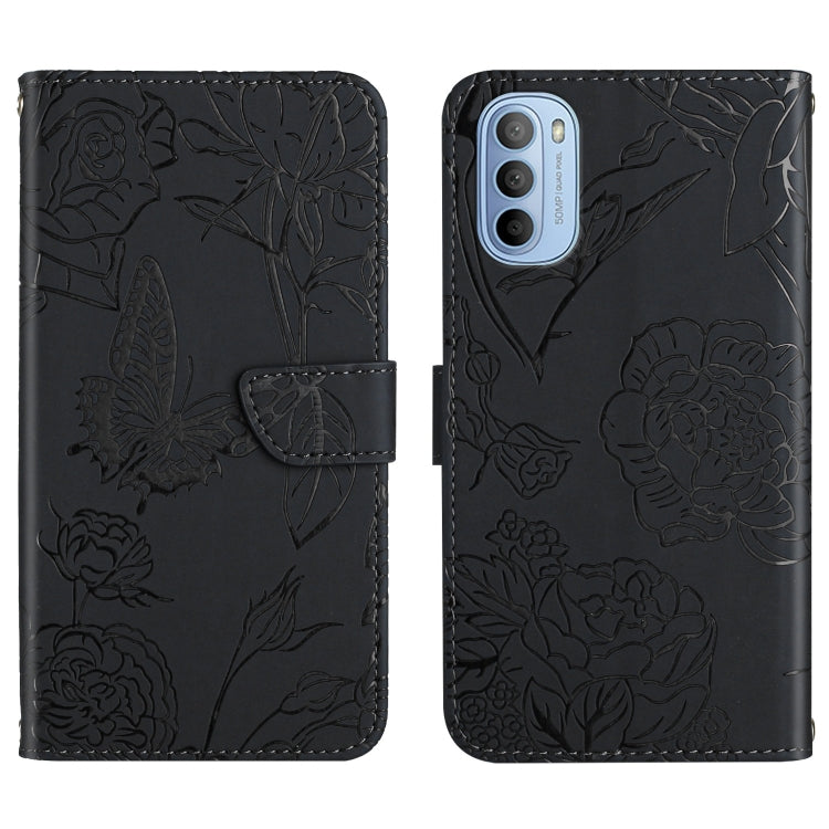 Custodia per cellulare in pelle goffrata con peonia a farfalla, For Motorola Moto G30, For Motorola Moto G31 / G41, For Motorola Moto G50, For Motorola Moto G51