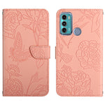 Custodia per cellulare in pelle goffrata con peonia a farfalla, For Motorola Moto G60, For Motorola Moto G60s, For Motorola Moto G71, For Motorola Moto G200 5G