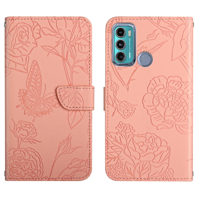 Custodia per cellulare in pelle goffrata con peonia a farfalla, For Motorola Moto G60, For Motorola Moto G60s, For Motorola Moto G71, For Motorola Moto G200 5G