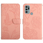 Custodia per cellulare in pelle goffrata con peonia a farfalla, For Motorola Moto G60, For Motorola Moto G60s, For Motorola Moto G71, For Motorola Moto G200 5G