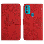 Custodia per cellulare in pelle goffrata con peonia a farfalla, For Motorola Moto G60, For Motorola Moto G60s, For Motorola Moto G71, For Motorola Moto G200 5G