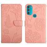 Custodia per cellulare in pelle goffrata con peonia a farfalla, For Motorola Moto G60, For Motorola Moto G60s, For Motorola Moto G71, For Motorola Moto G200 5G