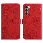 Custodia per cellulare in pelle goffrata con peonia a farfalla, For Motorola Moto G60, For Motorola Moto G60s, For Motorola Moto G71, For Motorola Moto G200 5G