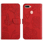 Custodia per cellulare in pelle goffrata con peonia a farfalla, For OPPO A7, For OPPO A8, For OPPO A9, For OPPO A15