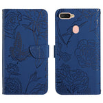Custodia per cellulare in pelle goffrata con peonia a farfalla, For OPPO A7, For OPPO A8, For OPPO A9, For OPPO A15