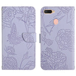Custodia per cellulare in pelle goffrata con peonia a farfalla, For OPPO A7, For OPPO A8, For OPPO A9, For OPPO A15