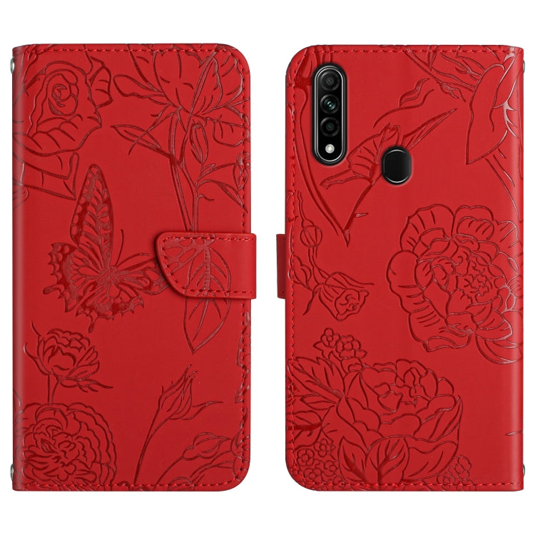 Custodia per cellulare in pelle goffrata con peonia a farfalla, For OPPO A7, For OPPO A8, For OPPO A9, For OPPO A15
