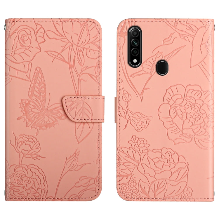 Custodia per cellulare in pelle goffrata con peonia a farfalla, For OPPO A7, For OPPO A8, For OPPO A9, For OPPO A15