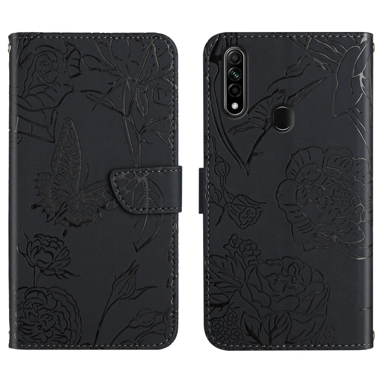 Custodia per cellulare in pelle goffrata con peonia a farfalla, For OPPO A7, For OPPO A8, For OPPO A9, For OPPO A15