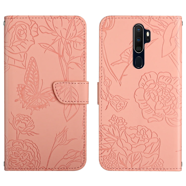 Custodia per cellulare in pelle goffrata con peonia a farfalla, For OPPO A7, For OPPO A8, For OPPO A9, For OPPO A15