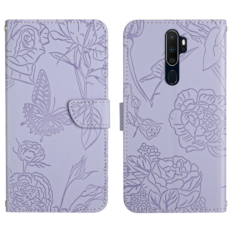 Custodia per cellulare in pelle goffrata con peonia a farfalla, For OPPO A7, For OPPO A8, For OPPO A9, For OPPO A15