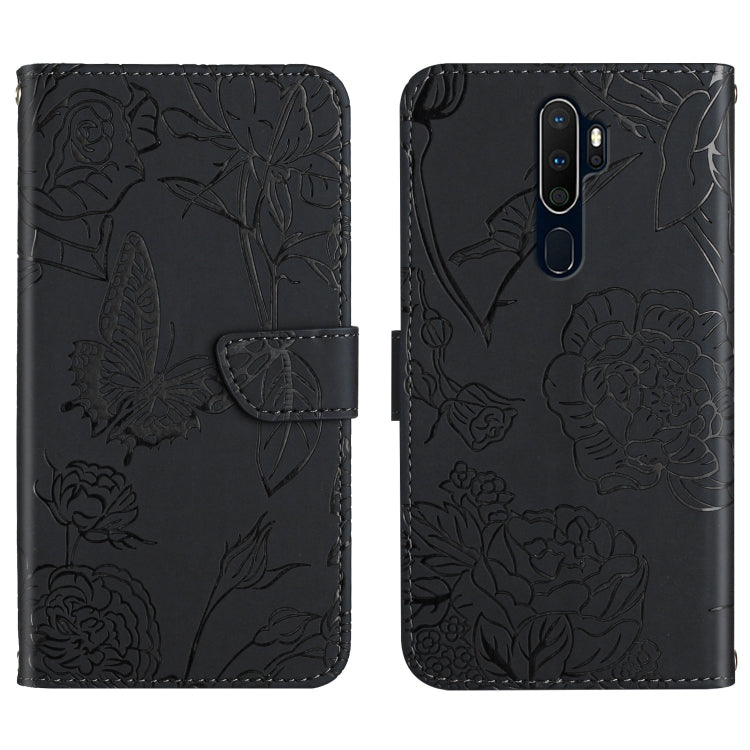 Custodia per cellulare in pelle goffrata con peonia a farfalla, For OPPO A7, For OPPO A8, For OPPO A9, For OPPO A15