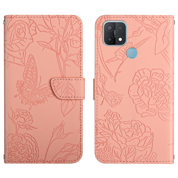 Custodia per cellulare in pelle goffrata con peonia a farfalla, For OPPO A7, For OPPO A8, For OPPO A9, For OPPO A15