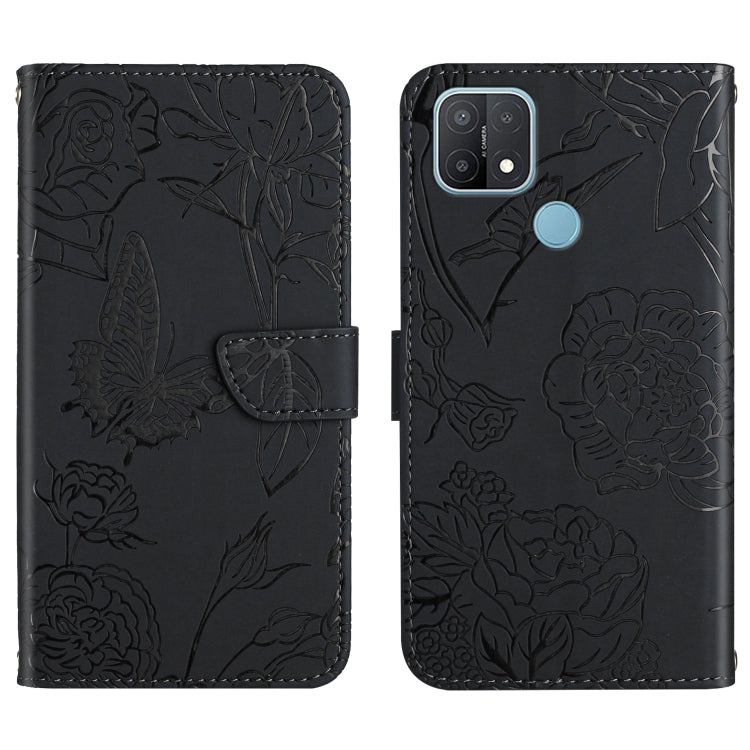 Custodia per cellulare in pelle goffrata con peonia a farfalla, For OPPO A7, For OPPO A8, For OPPO A9, For OPPO A15