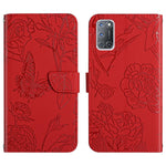 Custodia per cellulare in pelle goffrata con peonia a farfalla, For OPPO A52 / A72 / A92, For OPPO A53 4G, For OPPO A54 4G / A16, For OPPO A54 5G