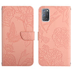 Custodia per cellulare in pelle goffrata con peonia a farfalla, For OPPO A52 / A72 / A92, For OPPO A53 4G, For OPPO A54 4G / A16, For OPPO A54 5G