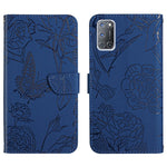 Custodia per cellulare in pelle goffrata con peonia a farfalla, For OPPO A52 / A72 / A92, For OPPO A53 4G, For OPPO A54 4G / A16, For OPPO A54 5G