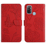 Custodia per cellulare in pelle goffrata con peonia a farfalla, For OPPO A52 / A72 / A92, For OPPO A53 4G, For OPPO A54 4G / A16, For OPPO A54 5G