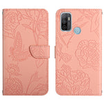 Custodia per cellulare in pelle goffrata con peonia a farfalla, For OPPO A52 / A72 / A92, For OPPO A53 4G, For OPPO A54 4G / A16, For OPPO A54 5G