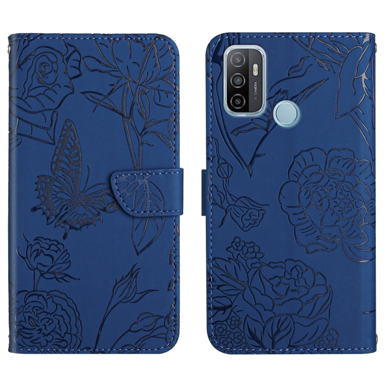 Custodia per cellulare in pelle goffrata con peonia a farfalla, For OPPO A52 / A72 / A92, For OPPO A53 4G, For OPPO A54 4G / A16, For OPPO A54 5G