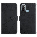 Custodia per cellulare in pelle goffrata con peonia a farfalla, For OPPO A52 / A72 / A92, For OPPO A53 4G, For OPPO A54 4G / A16, For OPPO A54 5G