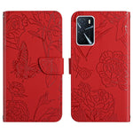 Custodia per cellulare in pelle goffrata con peonia a farfalla, For OPPO A52 / A72 / A92, For OPPO A53 4G, For OPPO A54 4G / A16, For OPPO A54 5G