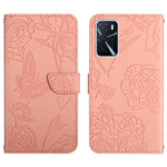 Custodia per cellulare in pelle goffrata con peonia a farfalla, For OPPO A52 / A72 / A92, For OPPO A53 4G, For OPPO A54 4G / A16, For OPPO A54 5G
