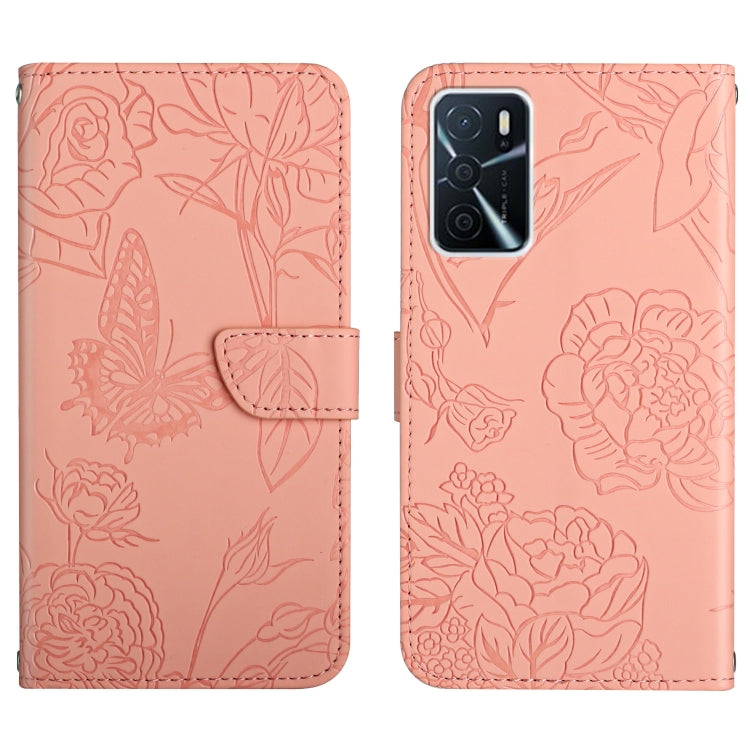 Custodia per cellulare in pelle goffrata con peonia a farfalla, For OPPO A52 / A72 / A92, For OPPO A53 4G, For OPPO A54 4G / A16, For OPPO A54 5G