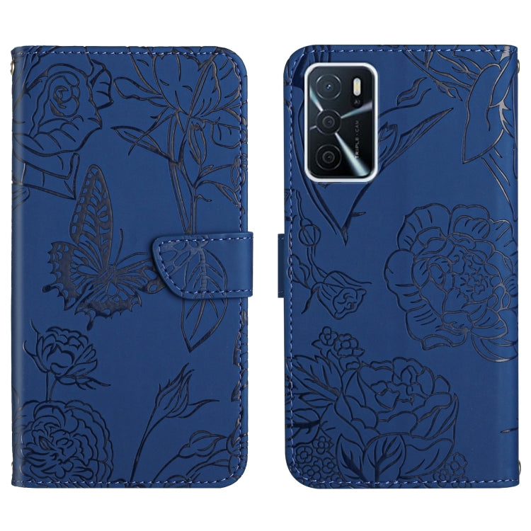 Custodia per cellulare in pelle goffrata con peonia a farfalla, For OPPO A52 / A72 / A92, For OPPO A53 4G, For OPPO A54 4G / A16, For OPPO A54 5G