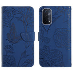 Custodia per cellulare in pelle goffrata con peonia a farfalla, For OPPO A52 / A72 / A92, For OPPO A53 4G, For OPPO A54 4G / A16, For OPPO A54 5G