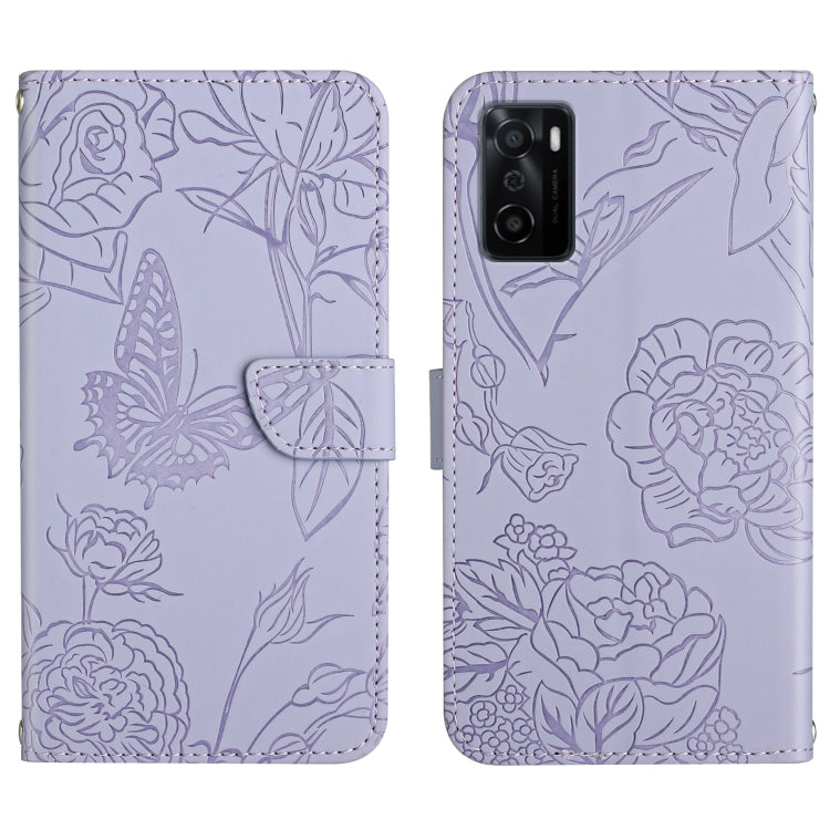 Custodia per cellulare in pelle goffrata con peonia a farfalla, For OPPO A55s, For OPPO A91, For OPPO A93s, For OPPO A94 4G