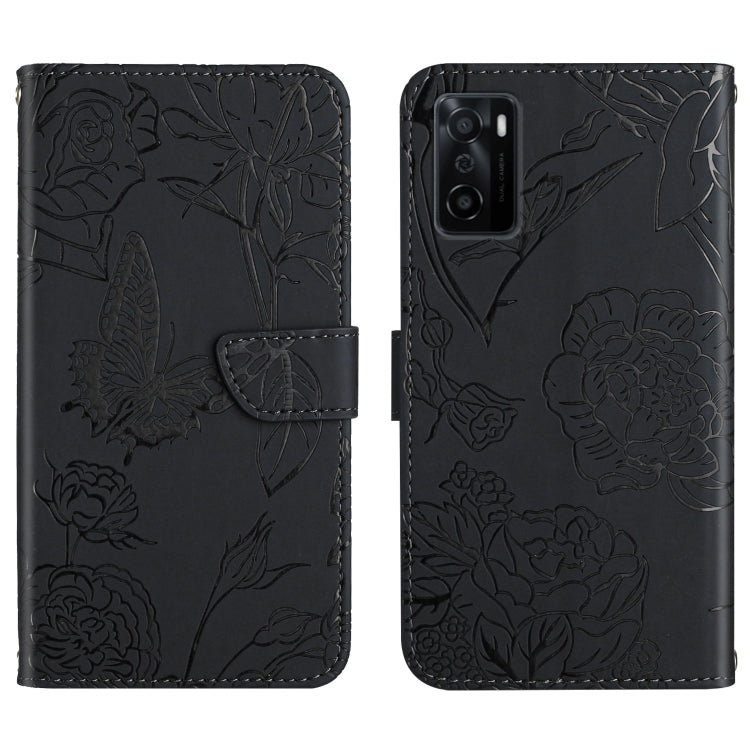 Custodia per cellulare in pelle goffrata con peonia a farfalla, For OPPO A55s, For OPPO A91, For OPPO A93s, For OPPO A94 4G