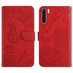 Custodia per cellulare in pelle goffrata con peonia a farfalla, For OPPO A55s, For OPPO A91, For OPPO A93s, For OPPO A94 4G