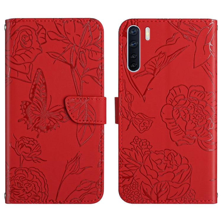 Custodia per cellulare in pelle goffrata con peonia a farfalla, For OPPO A55s, For OPPO A91, For OPPO A93s, For OPPO A94 4G